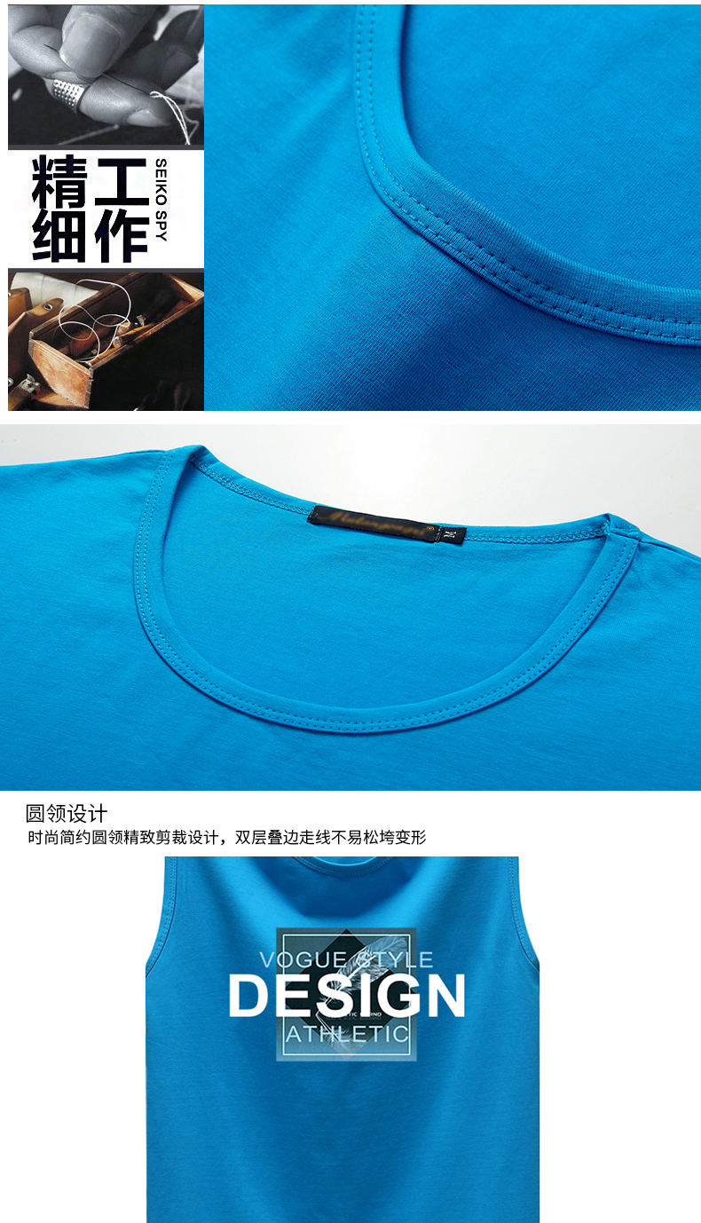 Cộng với phân bón XL nam vest lỏng thể thao không tay áo thun cotton cổ tròn béo người đàn ông vest vai rộng mồ hôi vest - Áo vest cotton áo ba lỗ tập gym