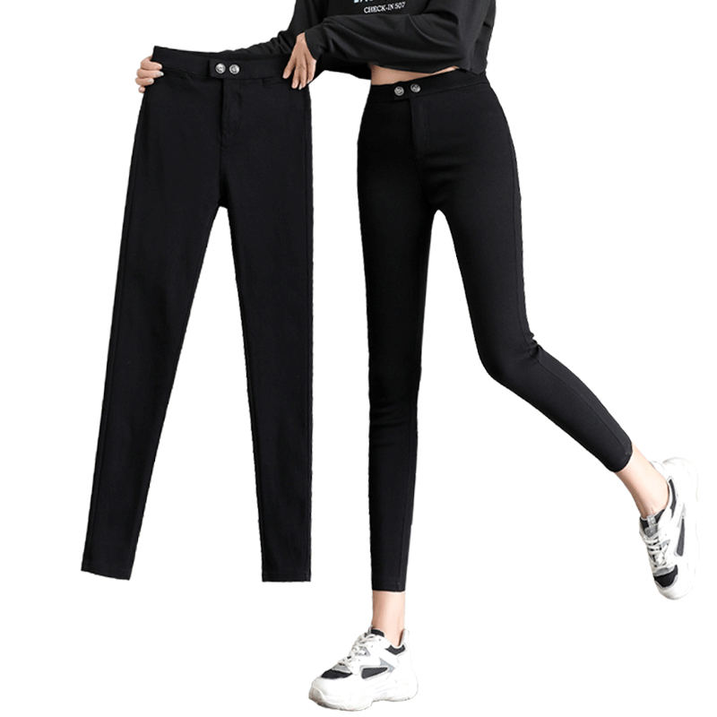 High-waisted versatile black leggings for petites