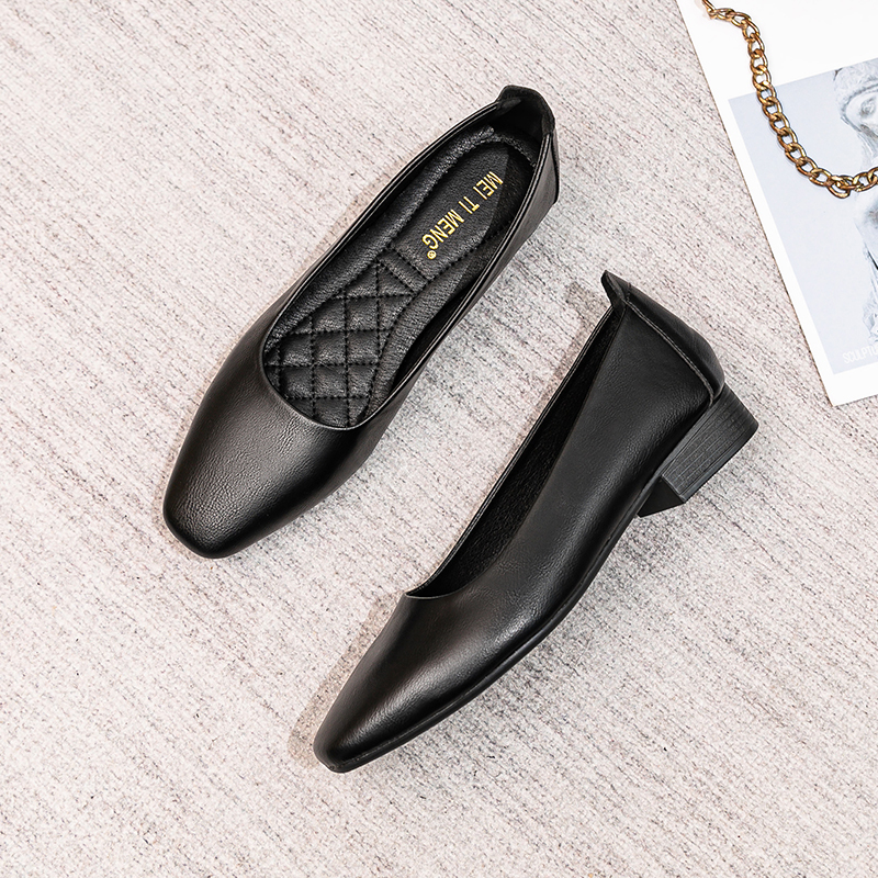 Square-Toe Single Shoes for Women, Thick Heel, Genuine Leather, Professional Workwear, Stewardess Work Shoes, Comfortable for Long Standing, Not Tiring for Feet, Black Work Shoes Square-Toe Single Shoes for Women, Thick Heel, Genuine Leather, Professional Workwear, Stewardess Work Shoes, Comfortable for Long Standing, Not Tiring for Feet, Black Work Shoes