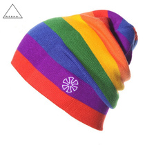 European and American order Winter men and women ski skating Baotou rainbow hat warm couple knitted hat
