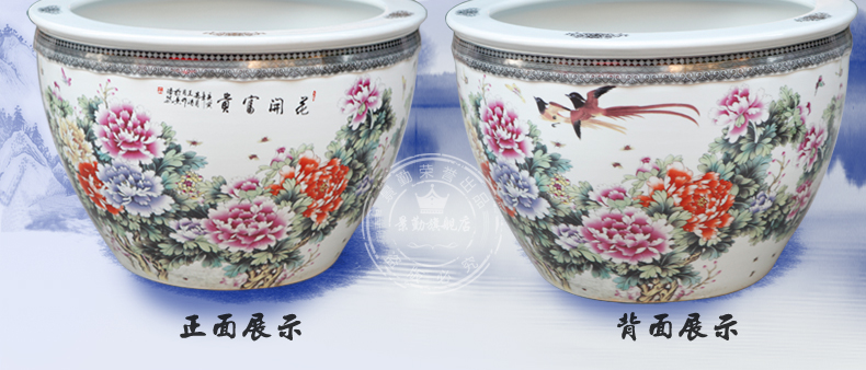 Jingdezhen ceramic aquarium fish tank water lily bowl lotus cylinder aquarium with a silver spoon in its ehrs expressions using the and home furnishing articles