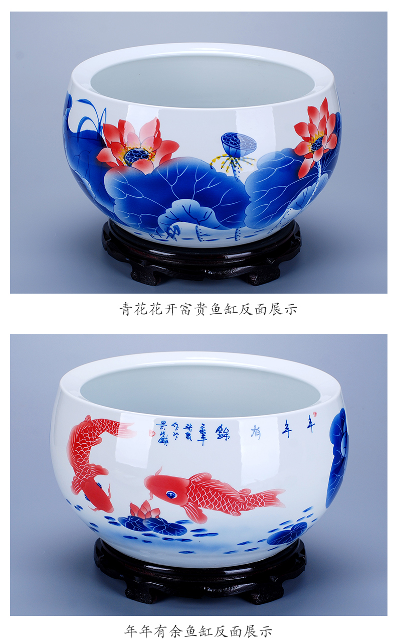 Jingdezhen blue and white hand draw freehand brushwork in traditional Chinese ceramic water shallow goldfish GangPen keeps refers to the lotus pond lily furnishing articles carried in water