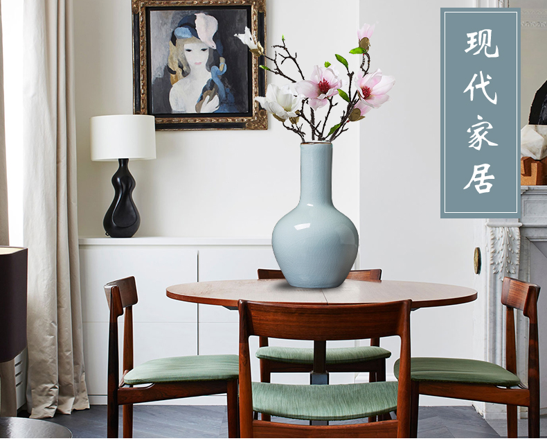 Jingdezhen ceramic Bai Seqing glaze cracks antique vase up home sitting room flower arranging handicraft furnishing articles restoring ancient ways