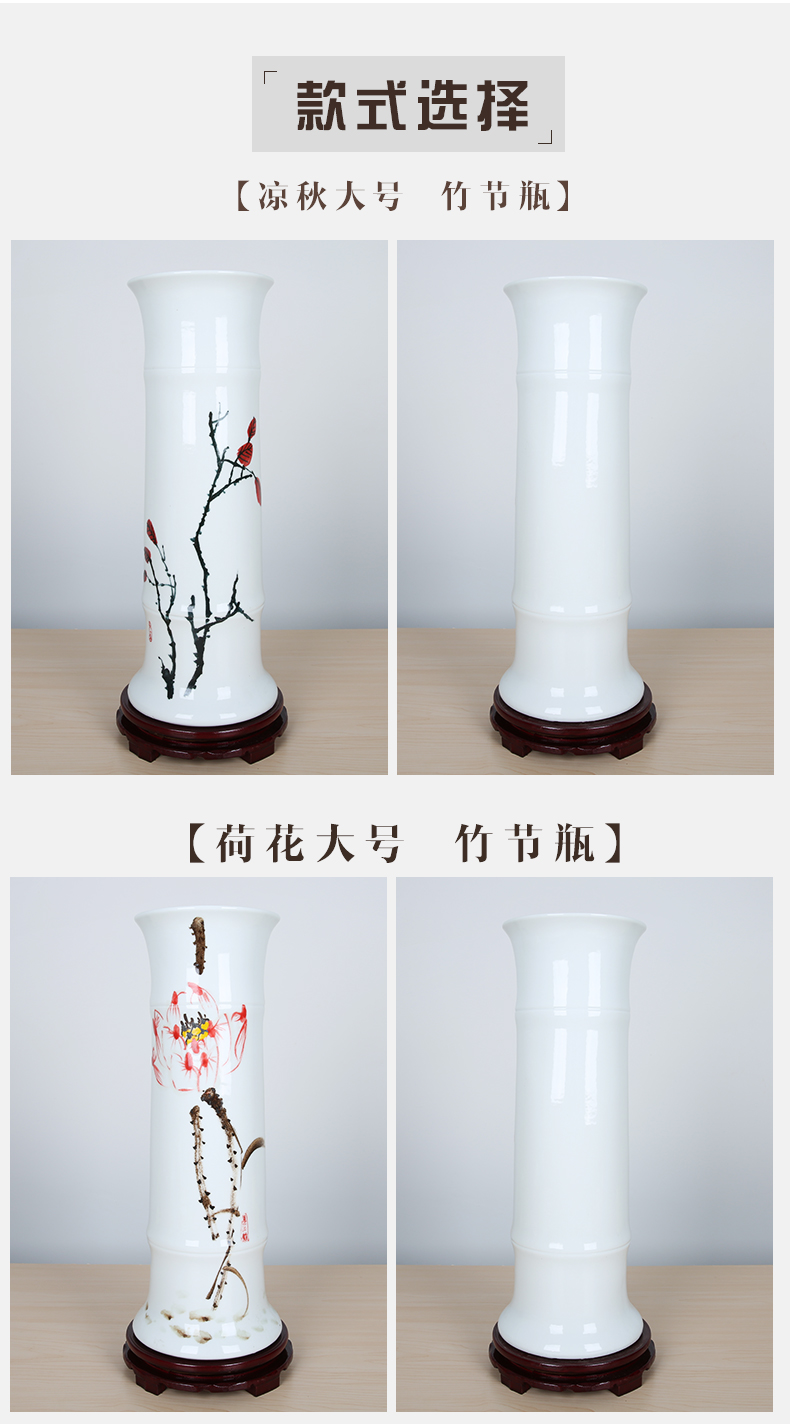 Jingdezhen ceramics tube lucky bamboo vases, flower arranging is placed a sitting room be born king straight water culture flower arrangement