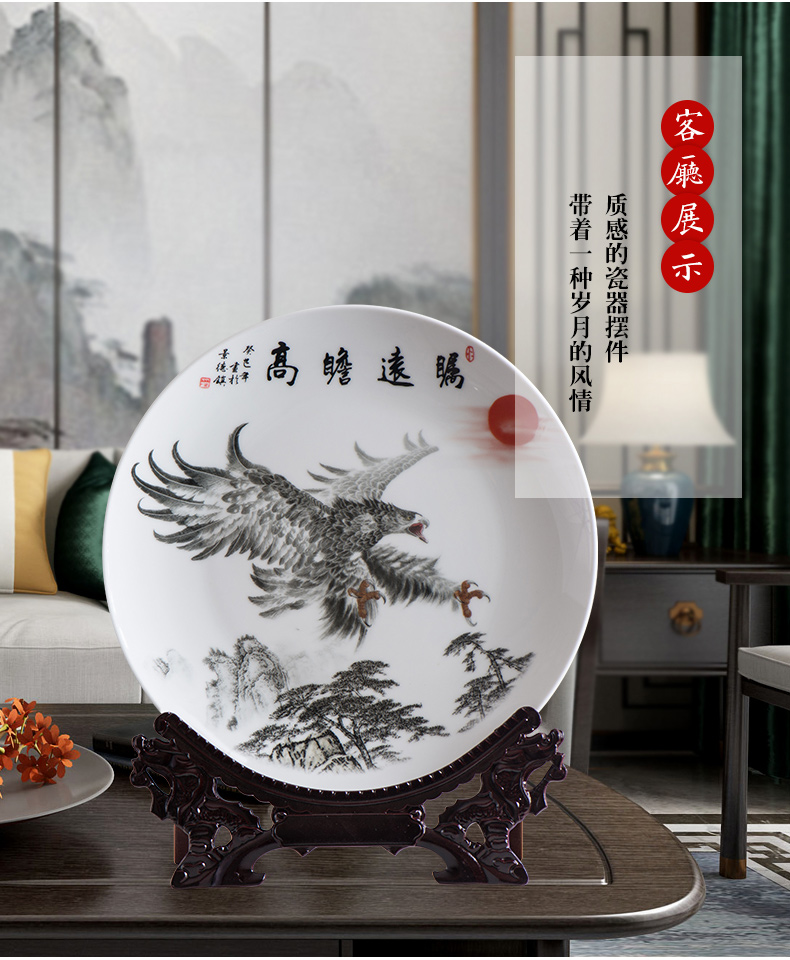 Jingdezhen ceramic decoration plate sit plate of Chinese style household act the role ofing is tasted, the sitting room TV ark, wine desktop hang dish furnishing articles