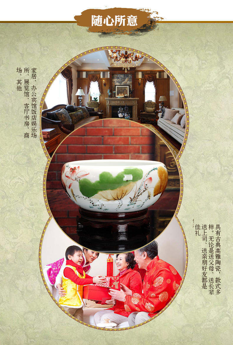 Jingdezhen ceramic aquarium pet gold fish tank water lily basin bowl lotus lotus cylinder cylinder tortoise GangPen sitting room place the flood water
