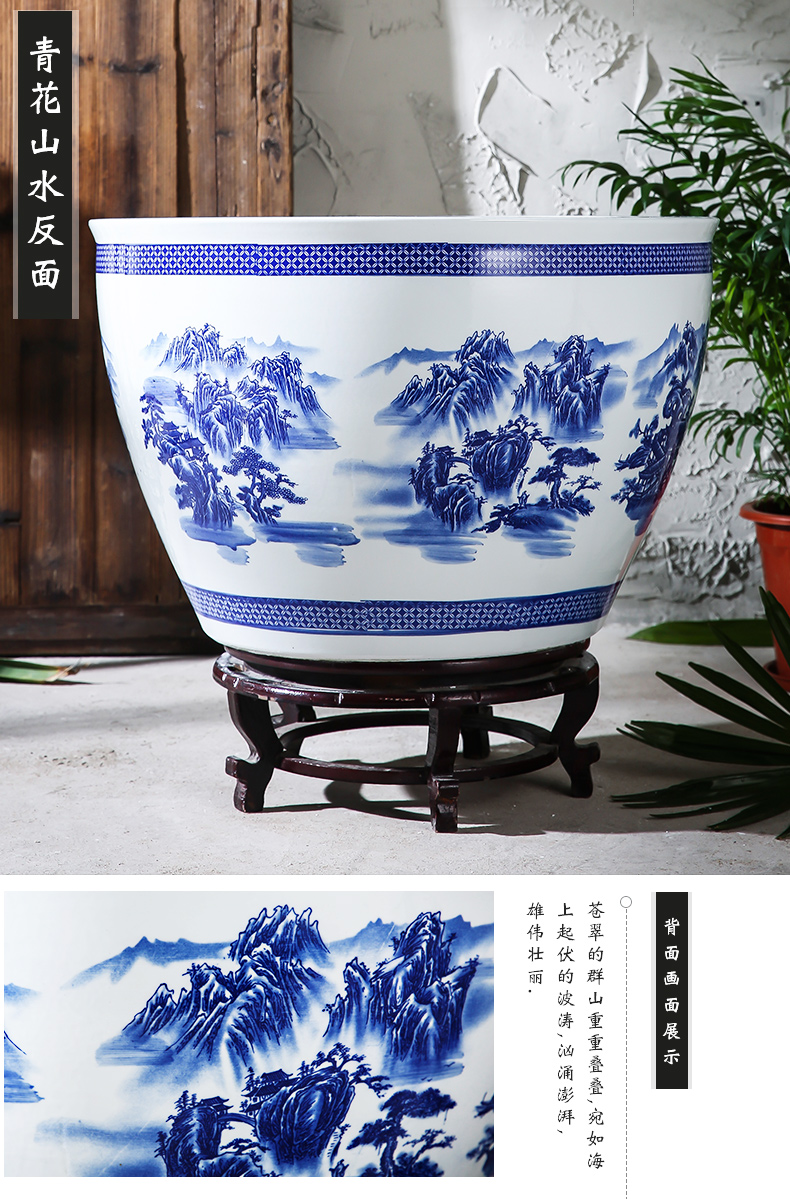 Jingdezhen ceramics tank size small water basin bowl lotus lotus cylinder cylinder tortoise porcelain jar water lily cylinder