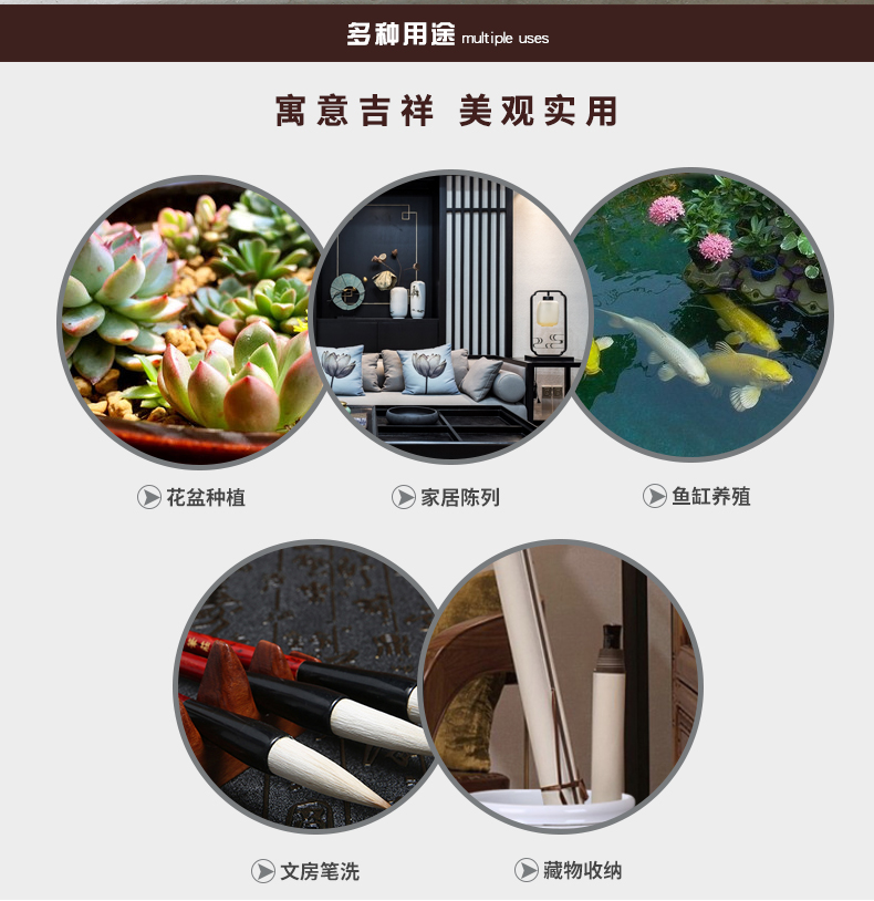 Jingdezhen ceramic aquarium tank large ceramic creative hand - made lotus goldfish turtle cylinder Chinese style household furnishing articles