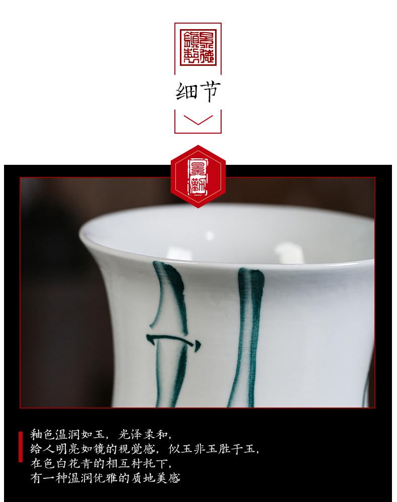 Jingdezhen ceramics tube lucky bamboo vases, flower arranging is placed a sitting room be born king straight water culture flower arrangement