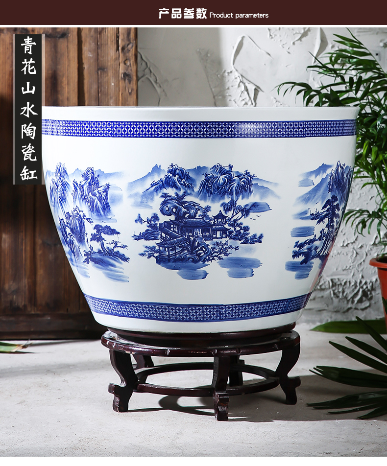 Jingdezhen ceramics tank size small water basin bowl lotus lotus cylinder cylinder tortoise porcelain jar water lily cylinder