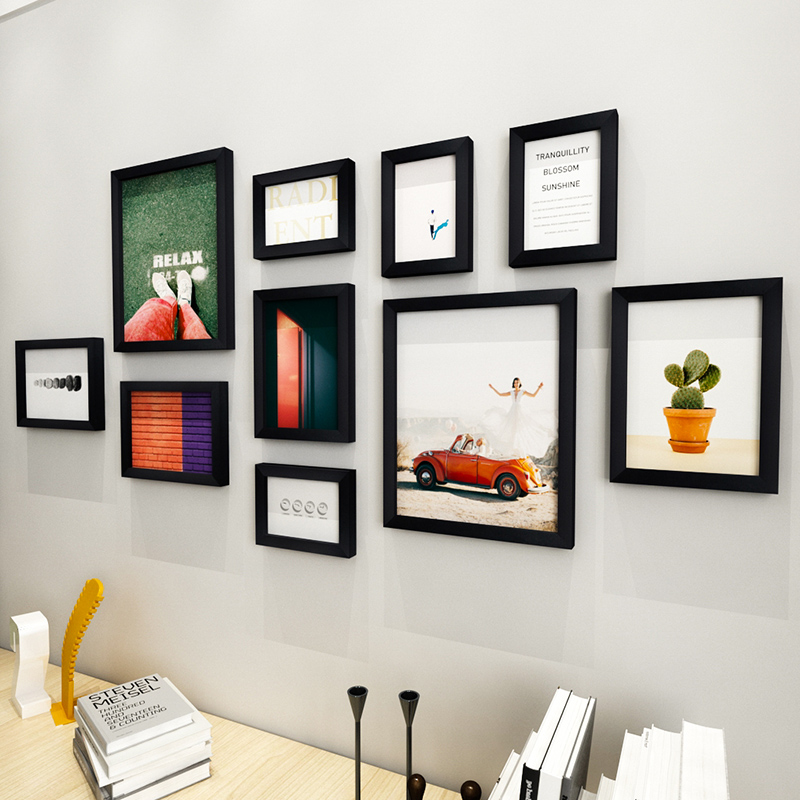 Modern minimalist photo wall free of punch 5 inch 7 inch 10 inch photo frame hanging wall creative bedroom living room combo box decoration