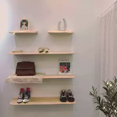 TV Wall Nordic kitchen clothing wooden board solid wood black walnut display stand dormitory decoration porch board wall table