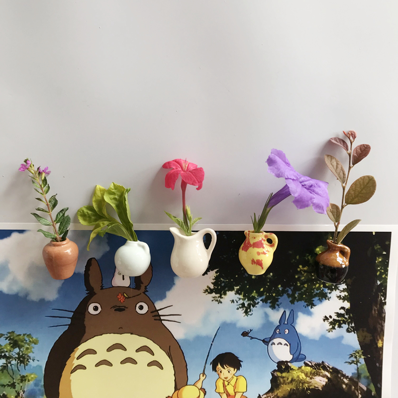 Mini porcelain glazed bottle plug home magnetic refrigerator with strong magnetic tape message stick small fresh cute set 5