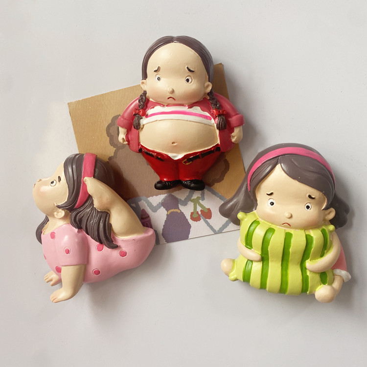 (4)In Nordic creative sweet fat tuk girl resin magnetic refrigerator decorated home