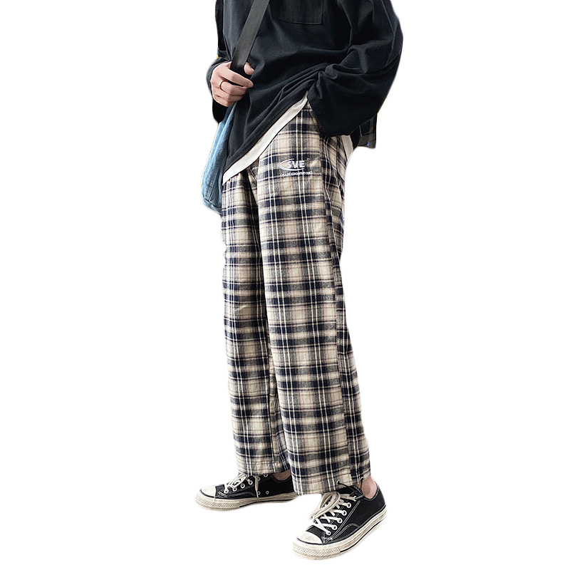 Harajuku kẻ sọc quần phụ nữ lỏng lẻo chân sweatpants cổng gió đường thẳng chic quần mùa hè thường quần chín điểm