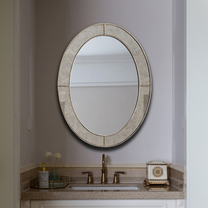 Bathroom oval mirror powder room American simple wall-mounted mirror Nordic makeup mirror toilet wall-mounted anti-fog mirror