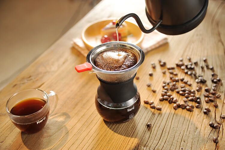 Bộ lọc cà phê anh hùng cốc tay lọc nhỏ giọt nồi bằng thép không gỉ hai lớp bộ lọc tay đấm một bộ lọc cà phê giấy - Cà phê bình pha cà phê