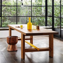 Modern simple log table Rectangular simple long table Solid wood table Wood table Pure solid wood