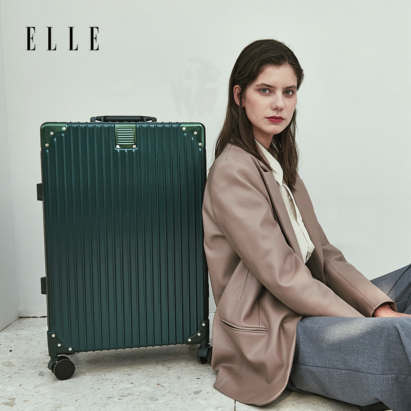 ELLE Aluminum Frame Suitcase Woman Pull Lever Box Superior Feel 24 Inch Suitcase Don Case Large Capacity Password Box box