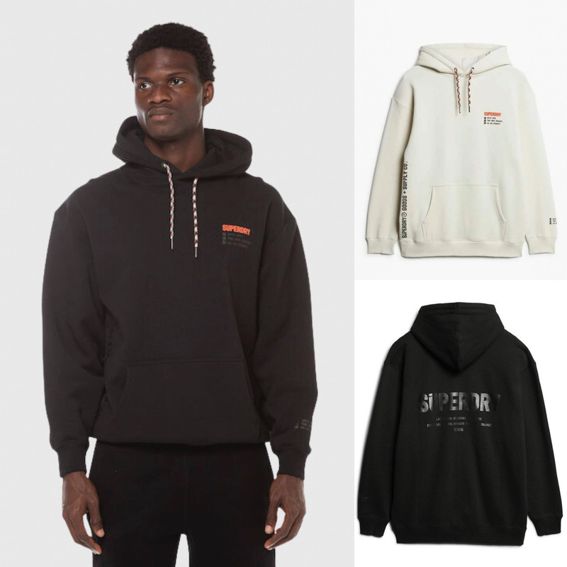 Superdry Extremely Dry-Fit New Loose-Fitting Sporty Casual Versatile Fleece Hooded Pullover Sweatshirt