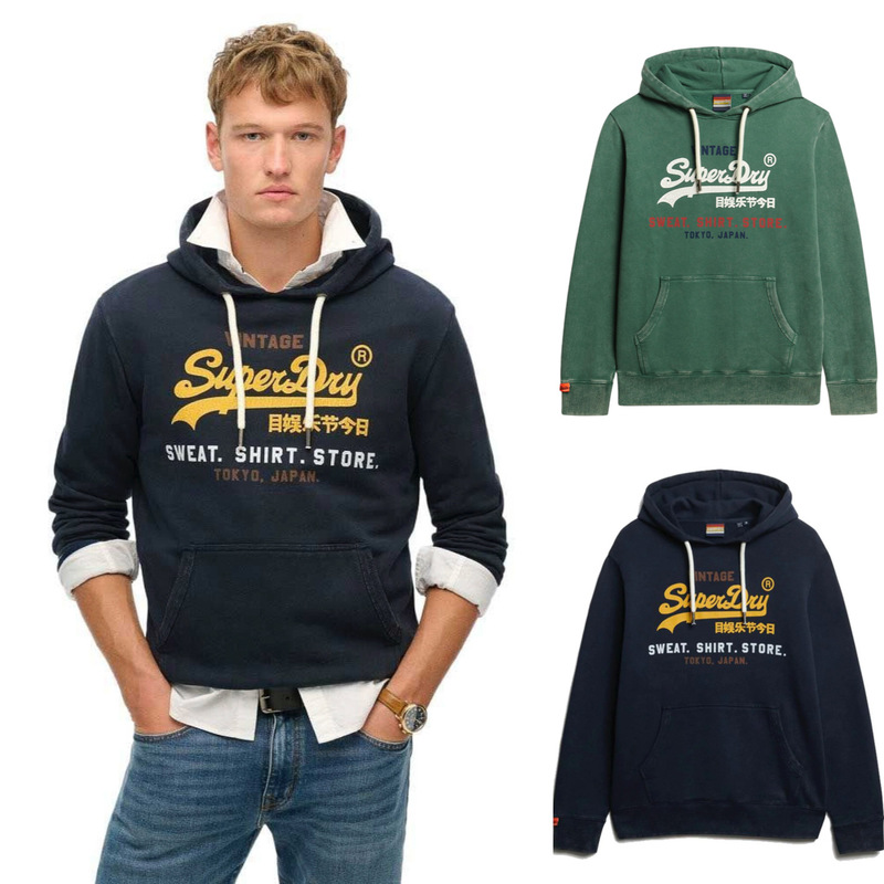 Superdry Extreme Dry New Hooded Fleece Classic Cracked Pattern Casual Pullover Hoodie Sweatshirt