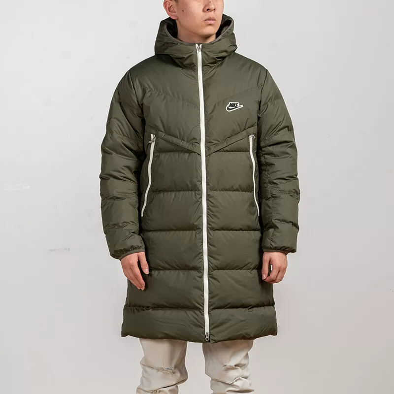 Nike, демисезонная зимняя куртка на наполнительном пуху, тёплый худи, средняя длина