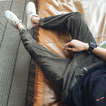 2019 autumn and winter New pants mens Korean trend Harlan casual corduroy sports plus velvet padded winter pants