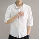 ເສື້ອ linen ຜູ້ຊາຍແຂນສັ້ນແຂນສາມໄຕມາດວ່າງເສື້ອຝ້າຍ summer ແລະ linen ຜູ້ຊາຍບາດເຈັບແລະແຂນຍາວເທິງ stand collar