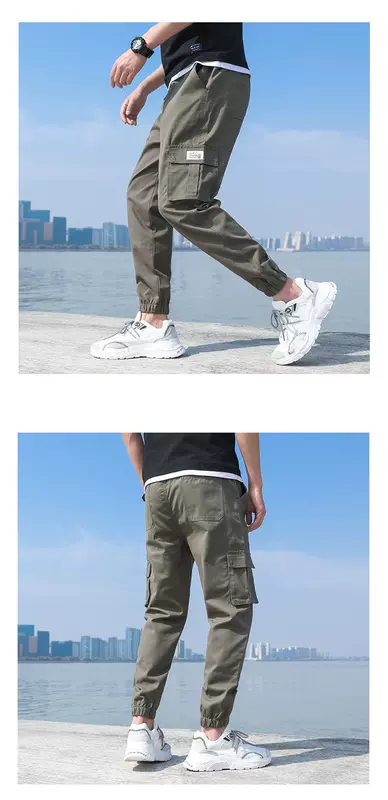 Quần kaki, quần tây nam, quần hàng hiệu hợp thời trang, quần cotton nam, chân thẳng, thiếu niên - Crop Jeans