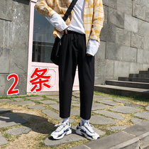 Pants men Korean version of the trend autumn trousers trousers fall feeling wide leg pants loose straight pants Joker leisure ankle-length pants