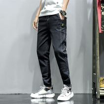 Jeans mens Tide brand Korean version of the trend slim foot pants 2019 autumn stretch casual black Gray long pants men