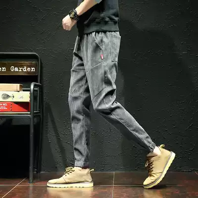 Men's pants autumn and winter Korean version of the trend new student toe sports casual pants men's small feet corduroy Haren pants