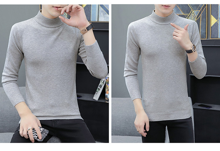 Демисезонный трикотажный приятный телу кашемировый свитер, высокий воротник, облегающий крой, увеличенная толщина 1834838250 