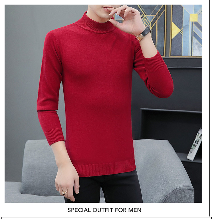 Демисезонный трикотажный приятный телу кашемировый свитер, высокий воротник, облегающий крой, увеличенная толщина 1834838250 