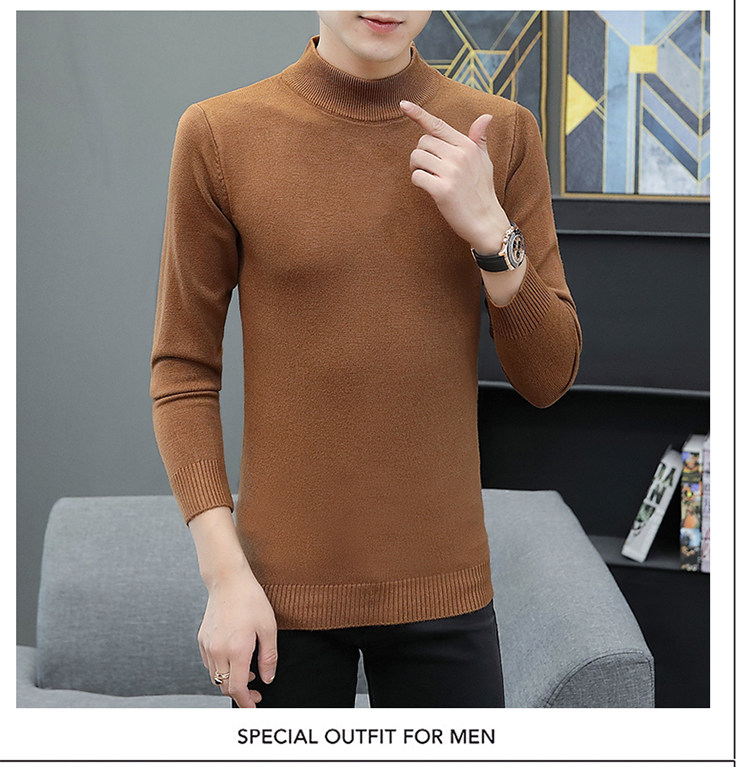 Демисезонный трикотажный приятный телу кашемировый свитер, высокий воротник, облегающий крой, увеличенная толщина 1834838250 