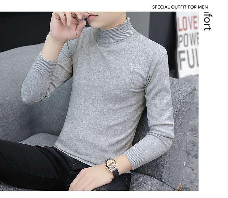 Демисезонный трикотажный приятный телу кашемировый свитер, высокий воротник, облегающий крой, увеличенная толщина 1834838250 