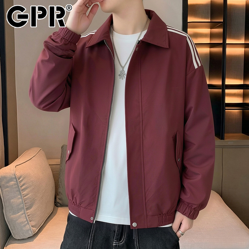 Red Jacket for Men, Spring and Autumn Style, Trendy Brand, Loose Casual Bomber Jacket, Couple's Outfit, Student Sports Striped Top