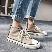 Giày nam mùa hè thoáng khí giày vải nam cao dây kéo hoang dã giày Hàn Quốc giày thông thường giày sinh viên giày thủy triều - Plimsolls