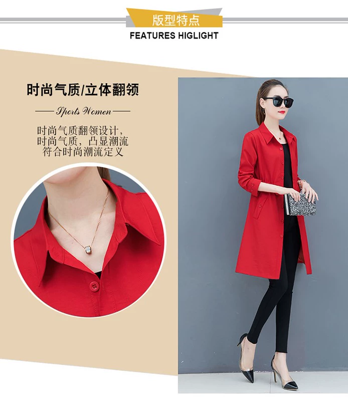 Áo xuân nữ 2019 mới xuân hè mới người đàn ông nhỏ bé kaki áo gió dài áo khoác nữ - Trench Coat