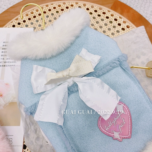 Бархат -Колларные домашние животные теплые два -пропущенные плюшевые York Summer Bear Bear Bear маленький кот осень и зима