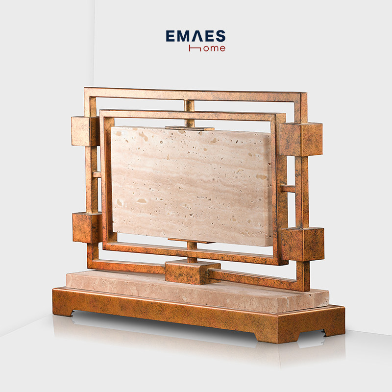 EMAES Promotion No Retreat No Change The Imitation Old Marble Screen Xuanguan Foyer Living Room Desktop Neoclassical Decoration