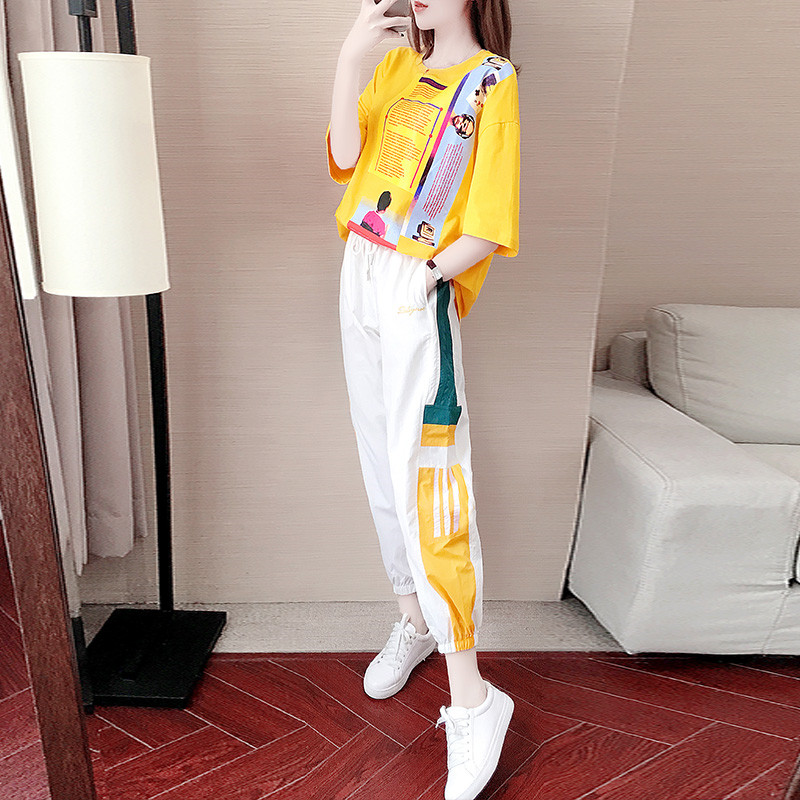 361 Sports Suit Women's Summer Short Sleeve Pure Cotton Casual Jordan Noo Fashion Spring and Autumn T-shirt Two sets half sleeves thin