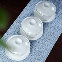 Gai bowl tea cup white porcelain Jingdezhen tea set ceramics Ancient three big pure white tea cup kung fu tea bowl bone porcelain thin