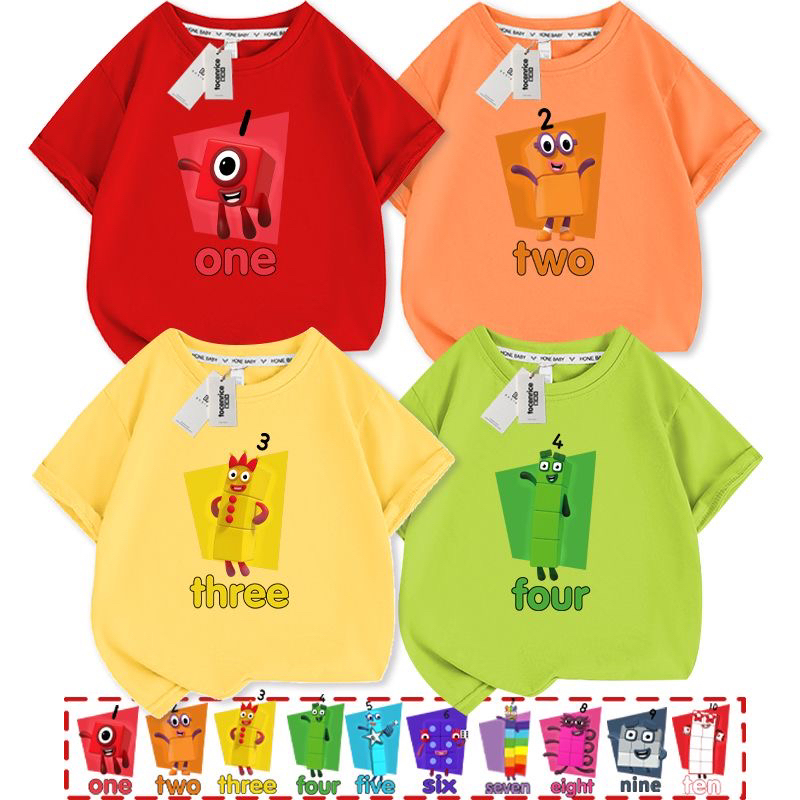 New Numberblocks Digital Building Block Clothing Kidsren's Short-Sleeved T-Shirt for Boys and Girls Summer Style Tops Trendy 6