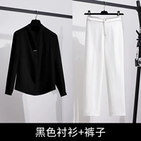 Черная рубашка+белые брюки