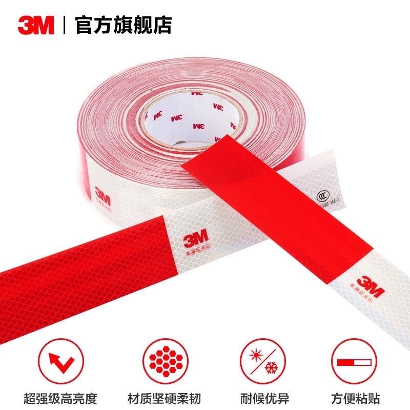 3m Reflective Strips for Truck Body Warning Signs, Luminous Traffic Vehicle Annual Inspection 983D Prism Red and White Reflective Stickers