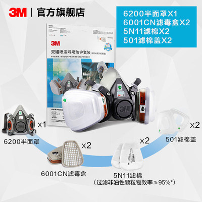 3M gas mask 6200 spray paint dust and gas chemical protective mask 620e gas mask medium organic vapor proof