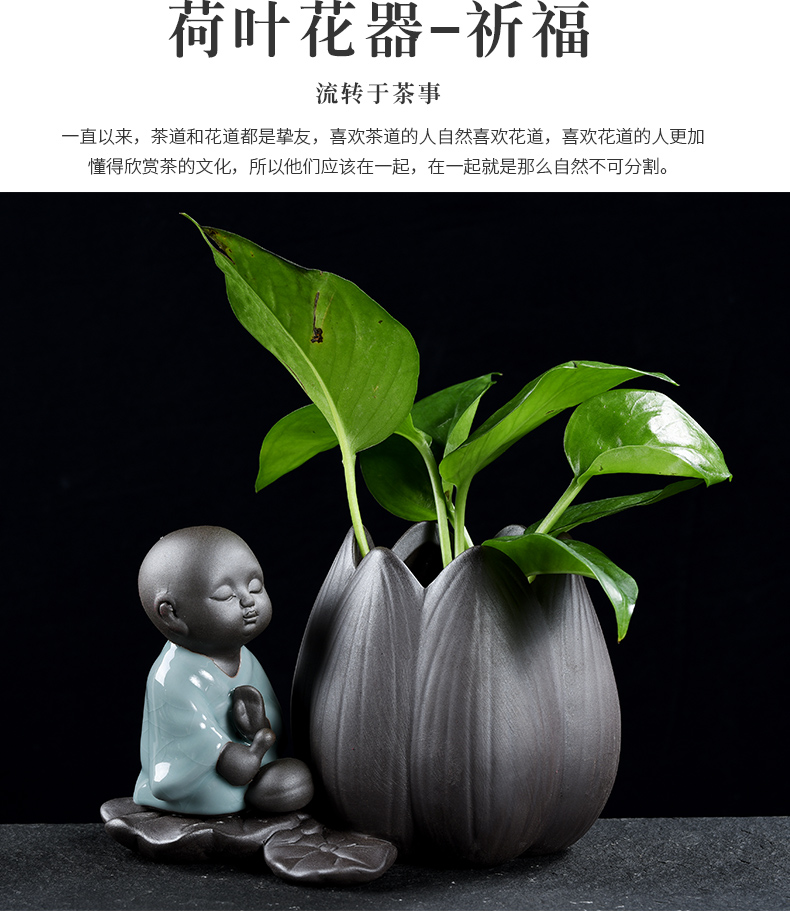 Nhà sư nhỏ sáng tạo chèn bình gốm trang trí nước trồng cây bàn hoa chậu xanh thì là thủy canh - Vase / Bồn hoa & Kệ chau trong cay