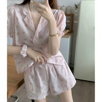 Heart alert ~ The hidden beauty of the piece of piece cotton pajamas lady summer sleeve home dress two pieces