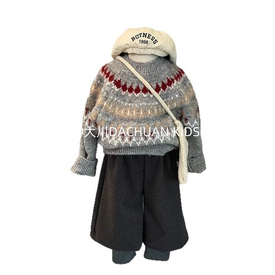 Girls' Super Good-looking Korean Sweater Heavy Industry Handmade Winter Style New Children's Fair Isle Jacquard Anti-pilling Sweater